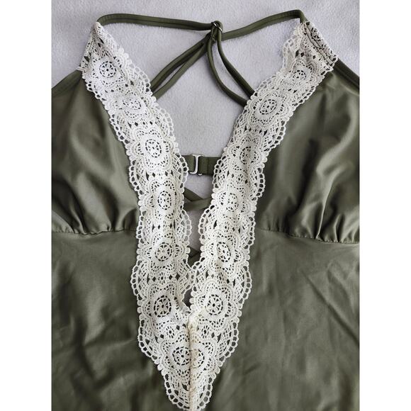 Cupshe Large Green One Piece Lace Bathing Suit Swim Hobo Hippy Crochet - Picture 3 of 9